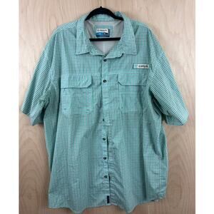 Magellan Outdoors Fish Gear Shirt 4XL Green Gingham Button Up Relaxed Fit